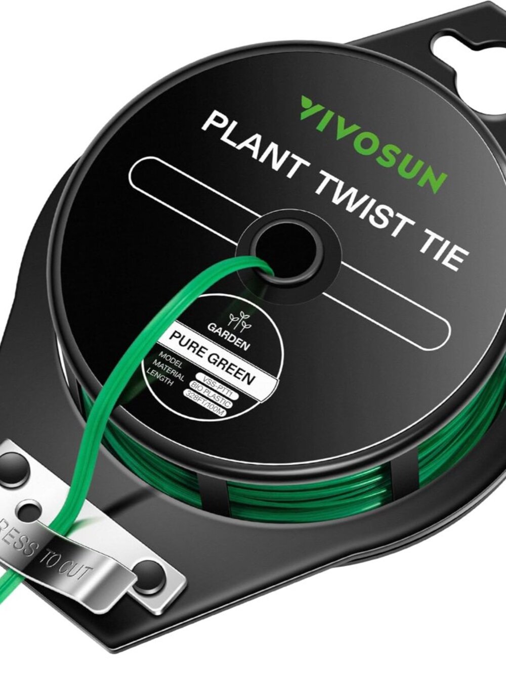 Twist Ties, 328 ft 100m PE-Coated Green Plant Ties with Cutter, Reusable & Flexi